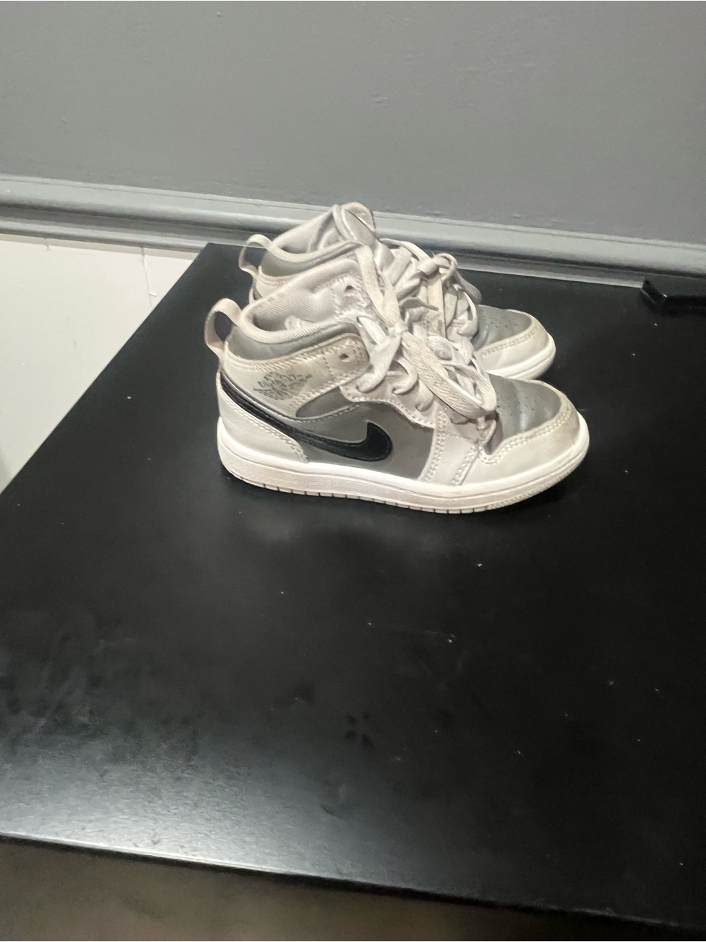 Jordan Kids White, Gray and Black High-Top Sneakers